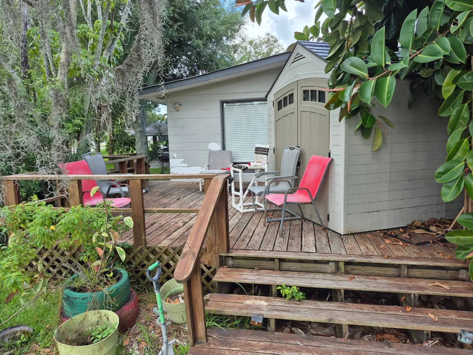 Back yard deck on the Cotee River